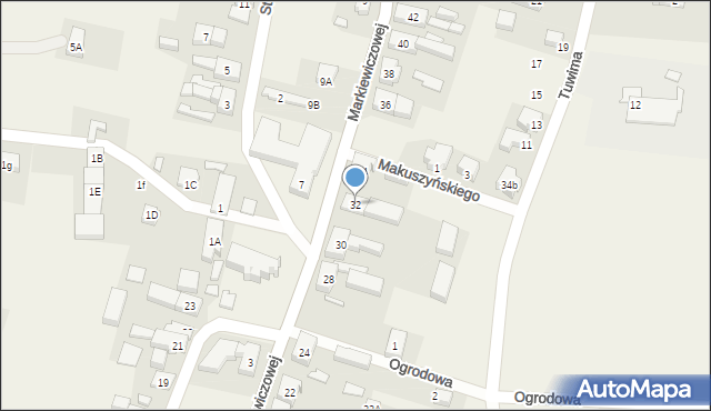 Niedoradz, Markiewiczowej, 32, mapa Niedoradz