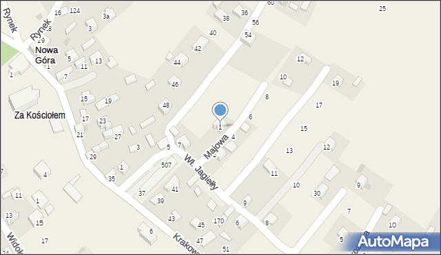 Nowa Góra, Majowa, 1, mapa Nowa Góra