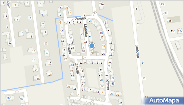 Nowa Iwiczna, Malutka, 9, mapa Nowa Iwiczna