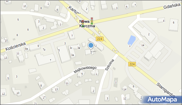 Nowa Karczma, Majkowskiego Aleksandra, dr., 2, mapa Nowa Karczma