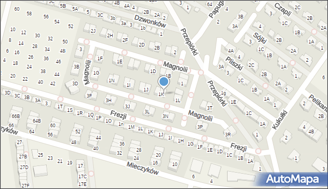 Nowa Wola, Magnolii, 1U, mapa Nowa Wola