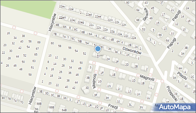 Nowa Wola, Magnolii, 2J, mapa Nowa Wola