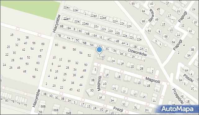 Nowa Wola, Magnolii, 2K, mapa Nowa Wola