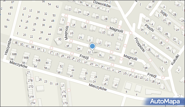 Nowa Wola, Magnolii, 3K, mapa Nowa Wola