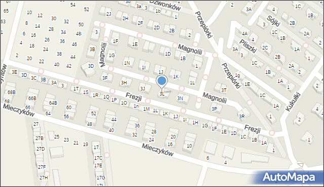 Nowa Wola, Magnolii, 3L, mapa Nowa Wola
