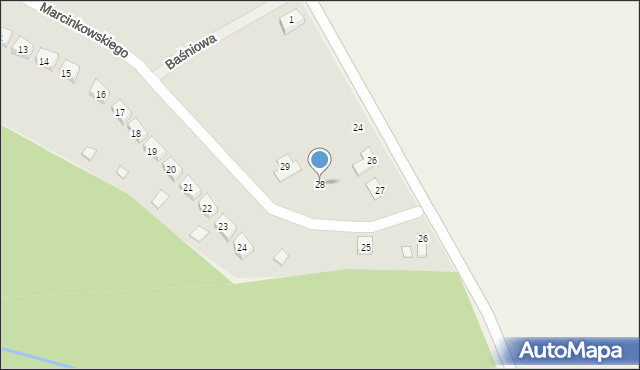 Nowe Miasteczko, Marcinkowskiego, 28, mapa Nowe Miasteczko