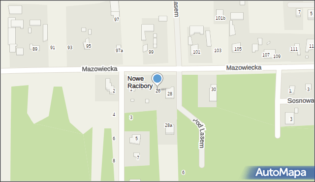Nowe Racibory, Mazowiecka, 26, mapa Nowe Racibory