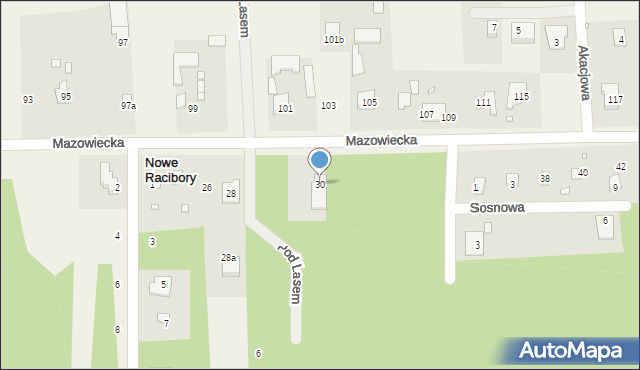 Nowe Racibory, Mazowiecka, 30, mapa Nowe Racibory