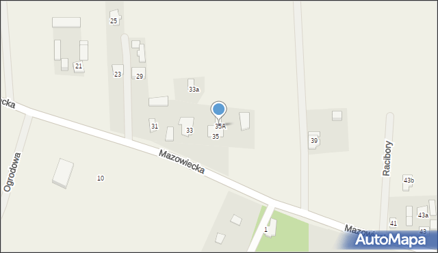 Nowe Racibory, Mazowiecka, 35A, mapa Nowe Racibory