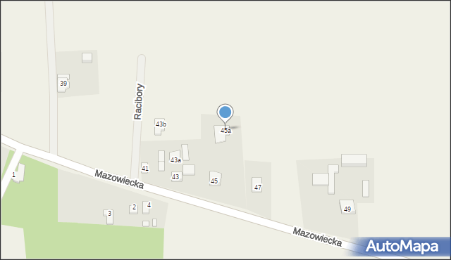 Nowe Racibory, Mazowiecka, 45a, mapa Nowe Racibory