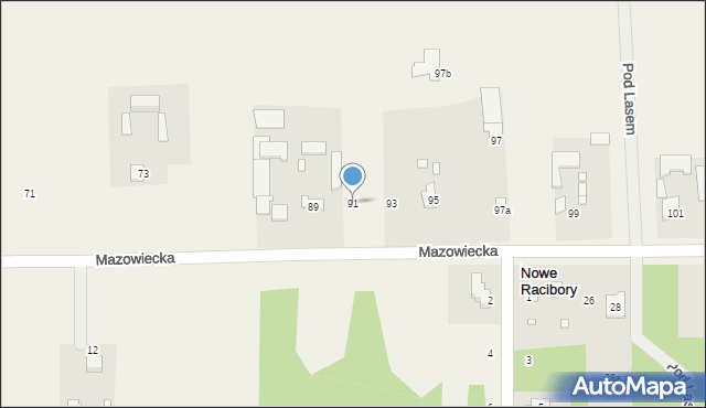 Nowe Racibory, Mazowiecka, 91, mapa Nowe Racibory