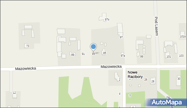 Nowe Racibory, Mazowiecka, 93, mapa Nowe Racibory