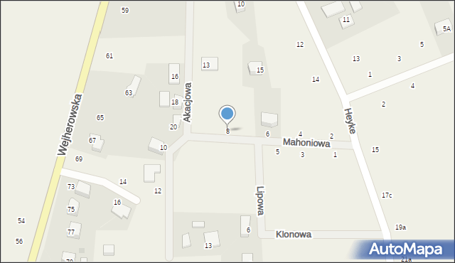 Nowy Dwór Wejherowski, Mahoniowa, 8, mapa Nowy Dwór Wejherowski
