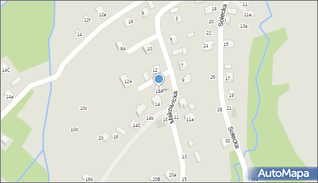 Nowy Sącz, Makowicka, 14A, mapa Nowego Sącza