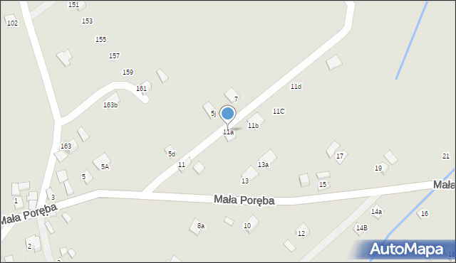 Nowy Sącz, Mała Poręba, 11a, mapa Nowego Sącza