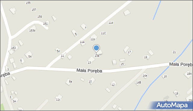 Nowy Sącz, Mała Poręba, 13a, mapa Nowego Sącza