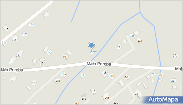 Nowy Sącz, Mała Poręba, 21, mapa Nowego Sącza