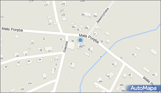 Nowy Sącz, Mała Poręba, 36a, mapa Nowego Sącza