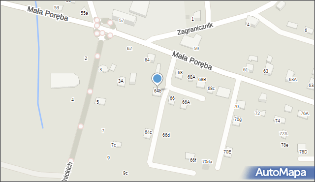 Nowy Sącz, Mała Poręba, 64b, mapa Nowego Sącza