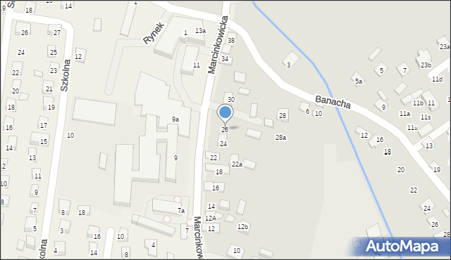 Nowy Sącz, Marcinkowicka, 26, mapa Nowego Sącza