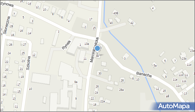 Nowy Sącz, Marcinkowicka, 34, mapa Nowego Sącza