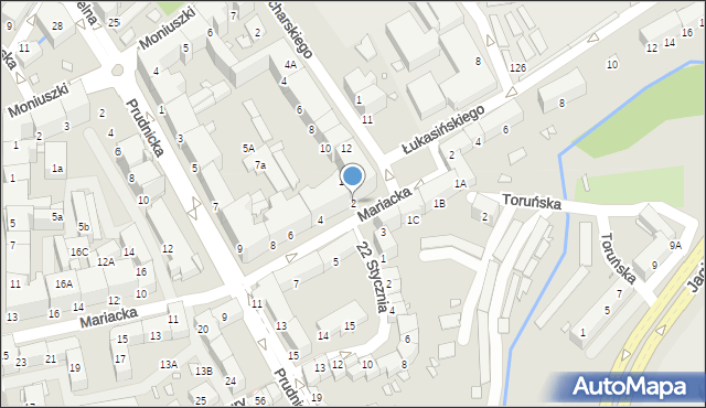 Nysa, Mariacka, 2, mapa Nysy