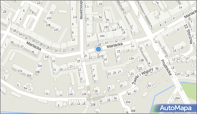 Nysa, Mariacka, 21, mapa Nysy