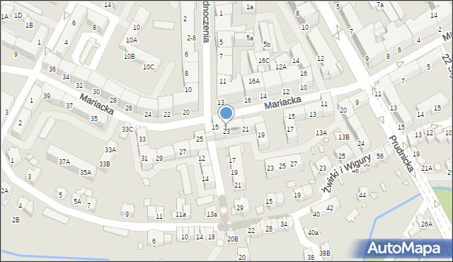 Nysa, Mariacka, 23, mapa Nysy
