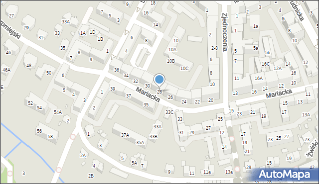 Nysa, Mariacka, 28, mapa Nysy