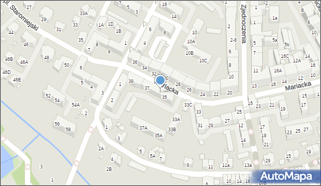 Nysa, Mariacka, 35-37, mapa Nysy