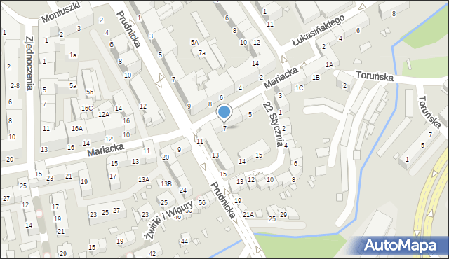 Nysa, Mariacka, 7, mapa Nysy