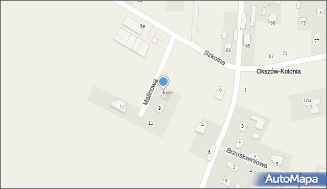 Okszów-Kolonia, Malinowa, 7, mapa Okszów-Kolonia