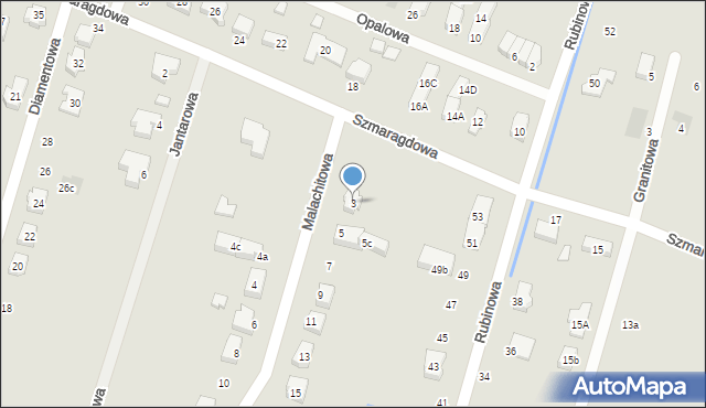 Oława, Malachitowa, 3, mapa Oława