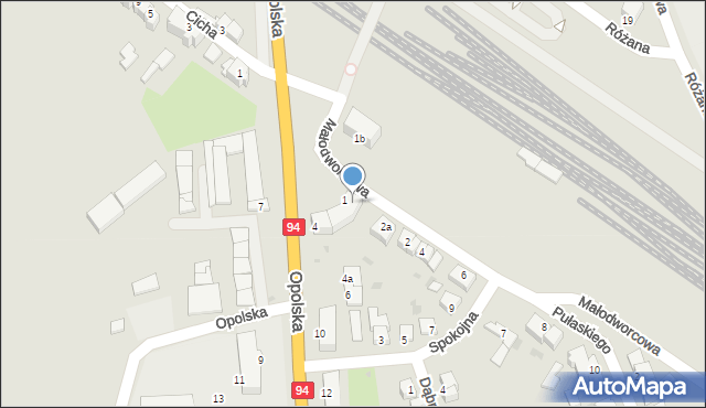 Oława, Małodworcowa, 1a, mapa Oława