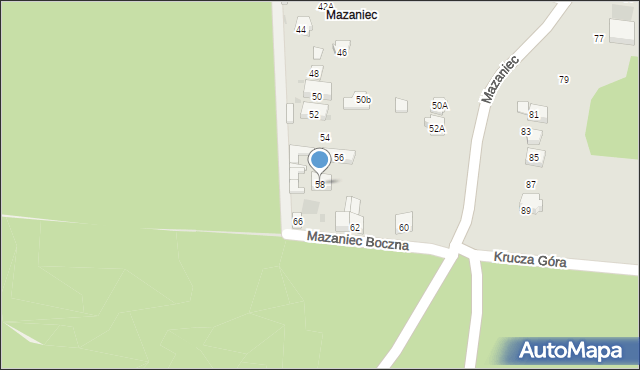 Olkusz, Mazaniec, 58, mapa Olkusz