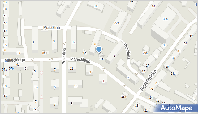 Olsztyn, Małeckiego Antoniego, 4b, mapa Olsztyna
