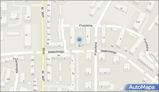 Olsztyn, Małeckiego Antoniego, 8a, mapa Olsztyna