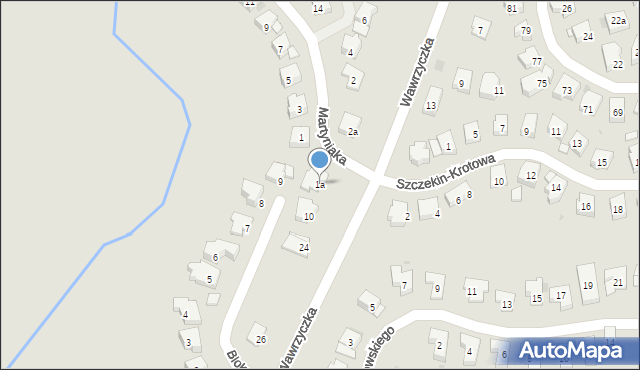 Olsztyn, Martyniaka Aleksandra, prof., 1a, mapa Olsztyna