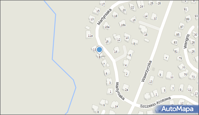 Olsztyn, Martyniaka Aleksandra, prof., 9, mapa Olsztyna