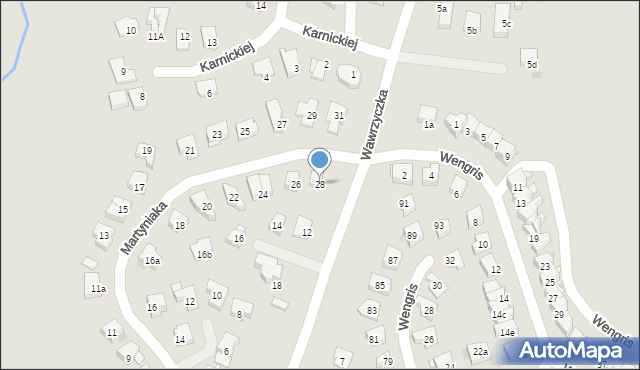 Olsztyn, Martyniaka Aleksandra, prof., 28, mapa Olsztyna