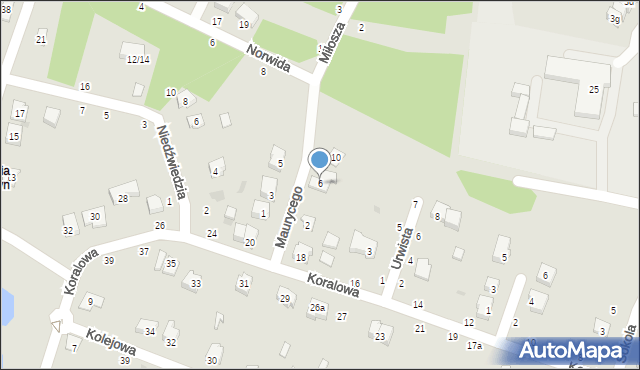 Olsztyn, Maurycego, 6, mapa Olsztyna