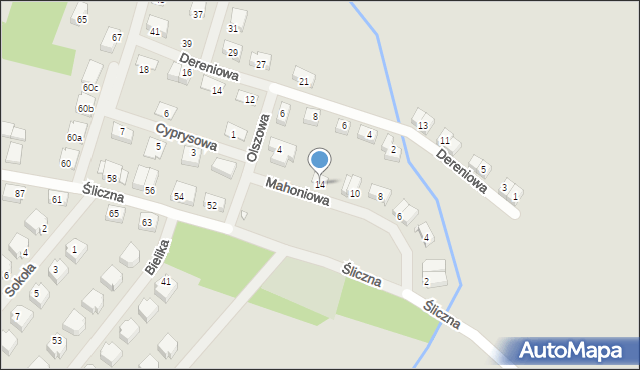 Opole, Mahoniowa, 14, mapa Opola