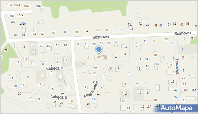 Orchówek, Magnoliowa, 8, mapa Orchówek