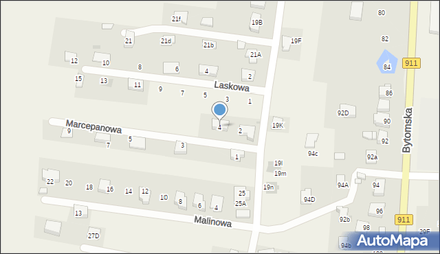 Orzech, Marcepanowa, 4, mapa Orzech