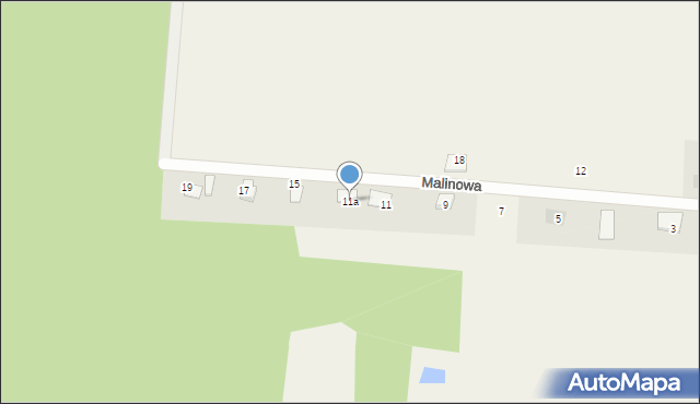 Osie, Malinowa, 11a, mapa Osie