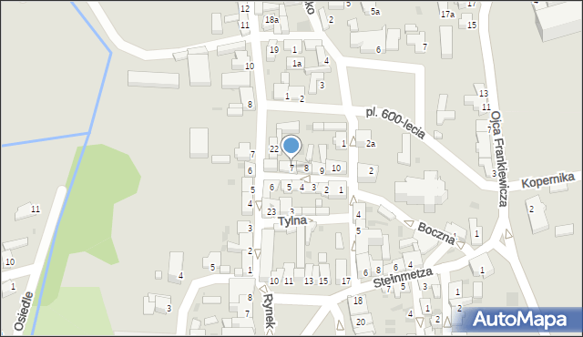 Osieczna, Mała Kościelna, 7, mapa Osieczna