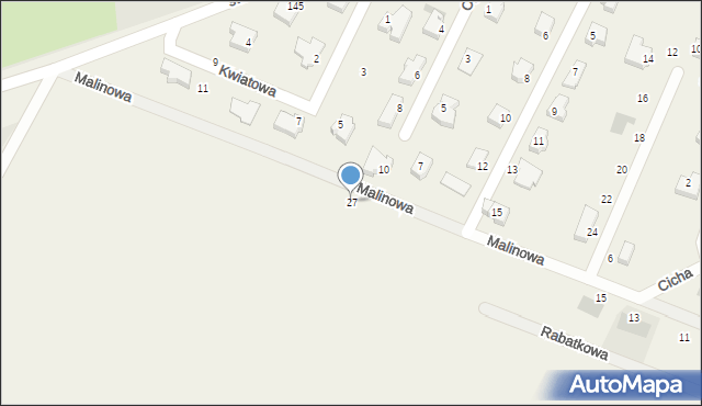 Osiek, Malinowa, 27, mapa Osiek