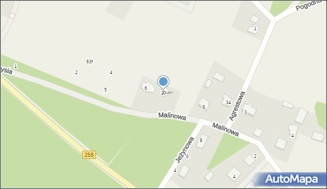 Osiek nad Wisłą, Malinowa, 10, mapa Osiek nad Wisłą