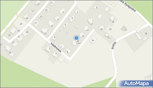 Osówiec, Malinowa, 9, mapa Osówiec