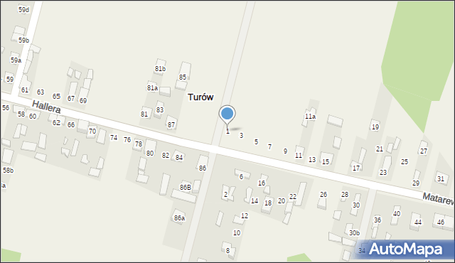 Ossów, Matarewicza, 1, mapa Ossów